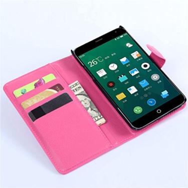 Imagem de Capa carteira MEIZU MX4, capa carteira flip de couro PU premium com compartimento para cartão, suporte e fecho magnético [capa interna à prova de choque de TPU] Compatível com MEIZU MX4