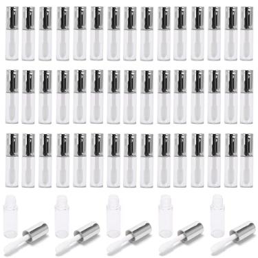 Imagem de LTKJ 50 unidades de recipientes vazios de 1,2 ml de brilho labial com inserções de borracha para amostras de maquiagem viagem (tampa prateada)