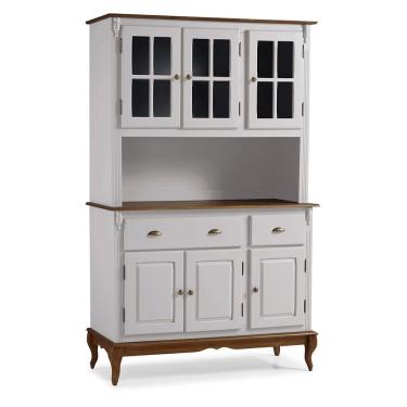 Imagem de Cristaleira Arca e Oratório 6 Portas 2 Gavetas Hannover 60804 - Off White/Imbuia Glazer