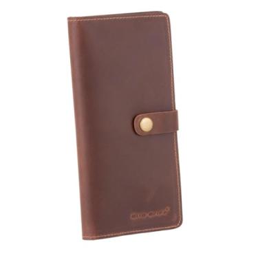 Imagem de Carteira Feminina Couro Legítimo Slim Com Porta Moedas (Marrom)