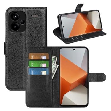 Imagem de Kezaizhe Capa flip para Xiaomi Redmi Note 13 Pro+ Capa protetora magnética de couro PU para Redmi Note 13 Pro Plus 5G Folio Book Cover com suporte (preto)