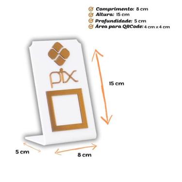Imagem de Expositor QR CODE PIX - Branco com Bronze - Lm Balcoes