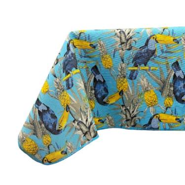 Imagem de Toalha De Mesa Estampada Aves Pássaros - MUMUDECOR, TUCANO FUNDO TURQU