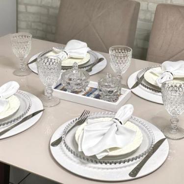 Imagem de Kit Mesa Posta Sousplat Completo LISO Varias Cores - MUMUDECOR, BRANCO
