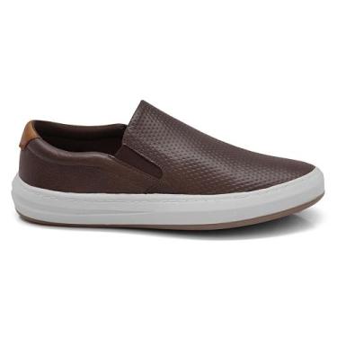 Imagem de Sapatênis Casual de Couro Calce Fácil Elástico Slip On - CFT Drop, Mar