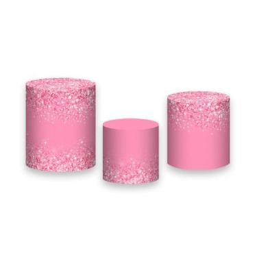 Imagem de Trio de Capas de Cilindro - Efeito Glitter Rosa Claro Brilhante 065 - 