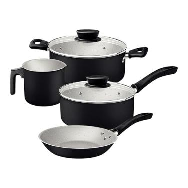 Imagem de Jogo de Panelas Tramontina Linz em Aluminio com Revestimento Interno e Externo em Antiaderente Starflon Max Preto 04 Peças
