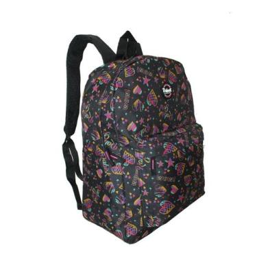 Imagem de Mochila Coração Feminina Rabisk Costas Preta Cores