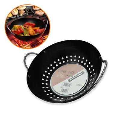 Imagem de Panela Grelha Wok Assadeira Perfurada Antiaderente Legumes 20cm Pequen