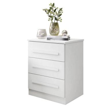 Imagem de Mesa de Cabeceira Império Quarto com 3 Gavetas - BENETIL, Branco