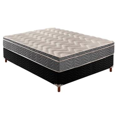 Imagem de Conjunto Box Casal: Colchão Anatômico Paropas D45 Confort Mega Firme + Base CRC Suede B...