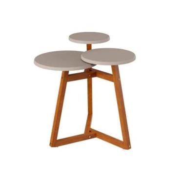 Imagem de Mesa de Lateral Classic 3 Tampos Tebarrot Off White Nature - tebarrot 