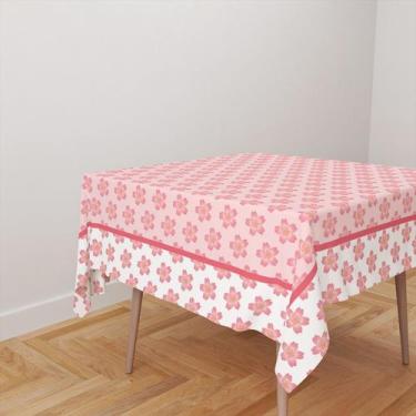 Imagem de Toalha De Mesa Quadrada 4 Lugares Tecido Oxford Florzinhas Rosa TL20 -