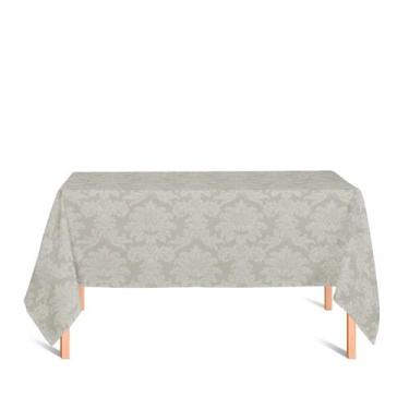 Imagem de Toalha de Mesa Retangular em Tecido Jacquard Bege Marfim Medalhão Trad