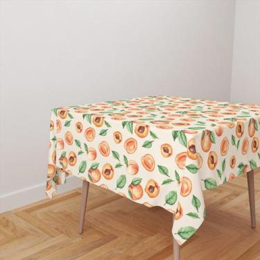 Imagem de Toalha De Mesa Quadrada 4 Lugares Tecido Oxford Pêssegos e Folhas TL20