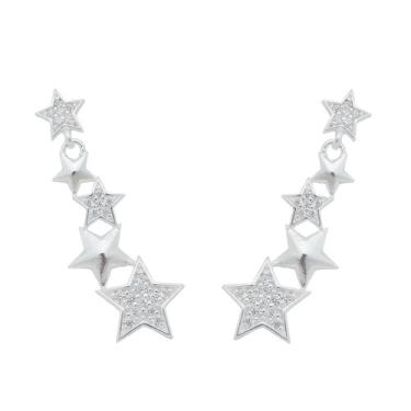 Imagem de Brinco Prata 925 estrela pendurada com zirconia cravejada - Encantada
