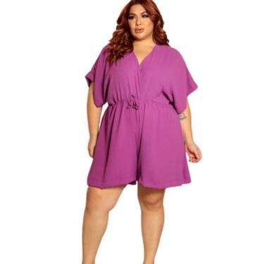 Imagem de Vestido Macaquinho Short Saia Moda Plus Size Tendência- Sof - Outlet.P