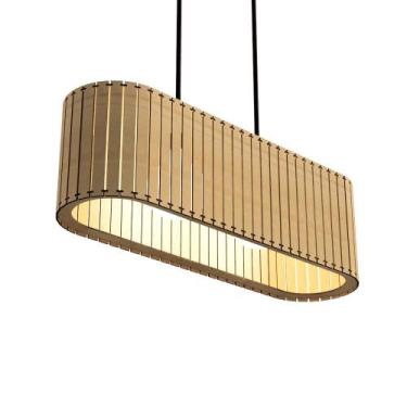 Imagem de Luminária Pendente Belvedere Modelo Ripado - CORALISA, MDF CRU, Bivolt