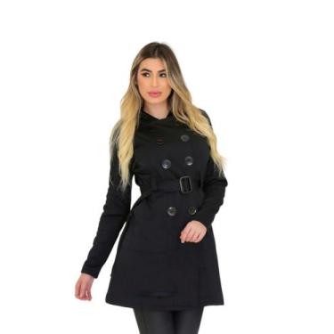 Imagem de Sobretudo Feminino Botões Casaco de Frio Grosso - Dane modas, Preto, M