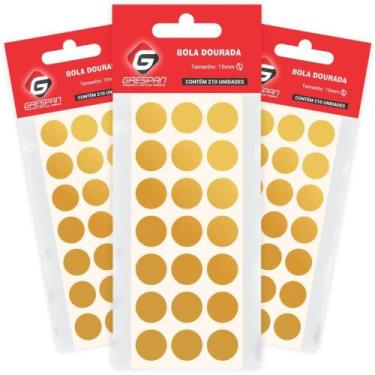 Imagem de Etiqueta Redonda Ouro 15MM com 210 Etiquetas Cartela - Grespan