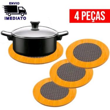 Imagem de Kit 4 Descanso de Panela Bambu Porta Panela e Travessa para Mesa Cozin