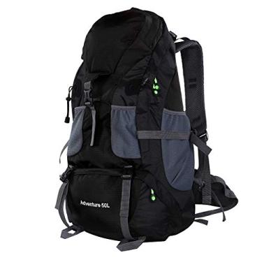 Imagem de Mochila de Acampamento à Prova D'água 50L, Bolsa de Caminhada Anti-arranhões para Viagens Ao Ar Livre (Preto)