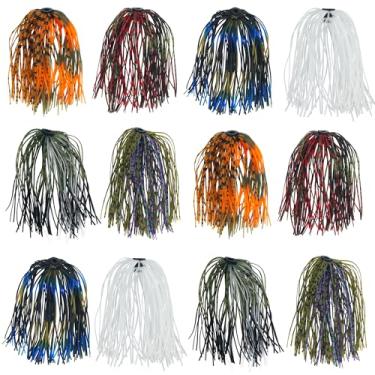 Imagem de Saias de silicone para pesca, faça-você-mesmo, iscas de borracha para pesca, 12/24, pacotes de 50 fios, iscas giratórias, substituição, saias, várias cores, lâminas, lulas, saias, lançamento, futebol