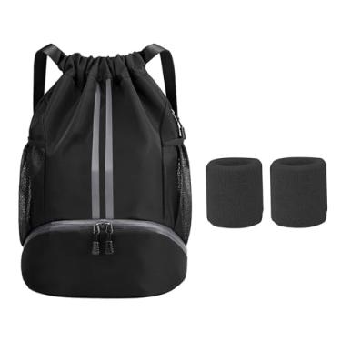 Imagem de AJFHKJ Bolsa de futebol mochila esportiva com cordão bolsa de ginástica para natação para homens mulheres com compartimento para bola e sapato Mochila de futebol mochila de futebol mochila d
