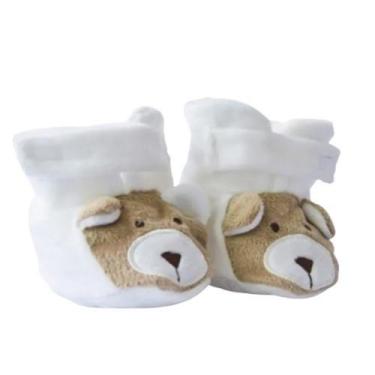 Imagem de Pantufa Para Bebê Ursinho Nino Bege Zip Toys