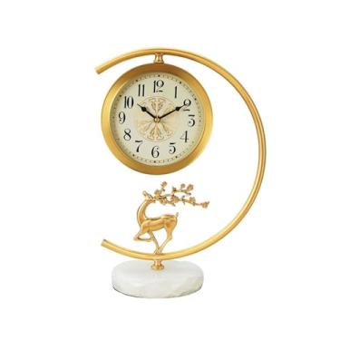 Imagem de Relógio de Mesa Relógio de mesa vintage com mostrador de 7 polegadas Relógio de mesa Relógio de mesa de latão Decorações para casa para sala de estar Prateleira do quarto Relógio de Mesa(Branco)