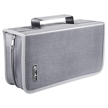 Imagem de Siveit Capa de DVD, capa de CD/DVD com capacidade para 128 unidades, suporte para fichário para carro, casa, escritório e viagens (fichário branco, prata)