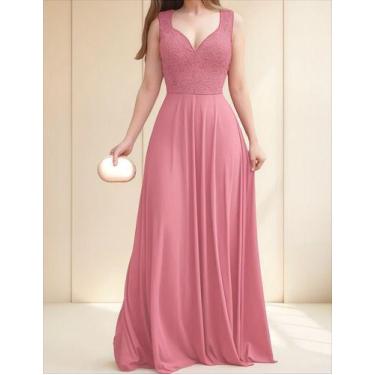 Imagem de Vestido De Festa Longo Para Madrinha Com Renda No Busto - Casual Dress