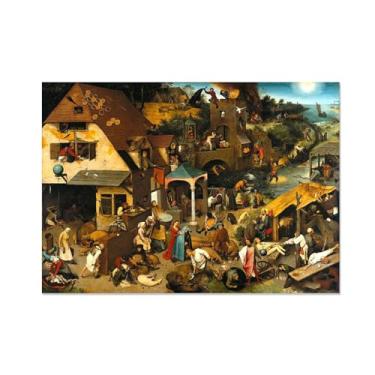 Imagem de FLUCK famosas pinturas a óleo reprodução, os provérbios holandeses pinturas a óleo grandes e modernas galeria de paisagens embrulhadas obras de arte giclée70 x 100 cm (28 x 33 in) sem moldura