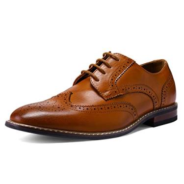 Imagem de MERIDOS Sapato social masculino formal de negócios clássico com cadarço e ponta de asa Oxford, Ponta de asa marrom, 9.5 Wide