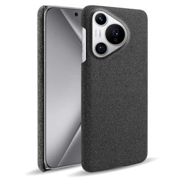 Imagem de Capa para Huawei Pura 70 Pro Plus,Capa desenhada em lona,Case Protetora Ultrafina com Empunhadura Macia,Design em Tecido Antichoque e Antiarranhões-Black