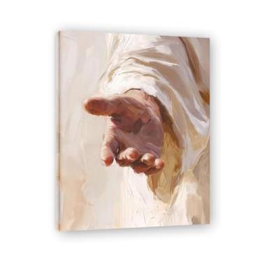 Imagem de Hold Hands Jesus Wall Art Life Child Of God Poster Católico Cristão Senhor Pintura Religiosa Imagem da Bíblia para Sala de Estar Igreja Pinturas Modernas Arte Decorativa 40 x 30 cm