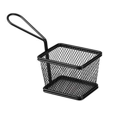 Imagem de Mini cesta retangular para alimentos Fry em aço inox L10xP8xA7,5cm preta