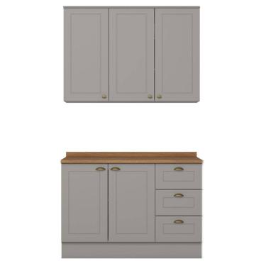 Imagem de Armario Aereo E Balcao 120cm CE169 Americana Cinza Nature Henn