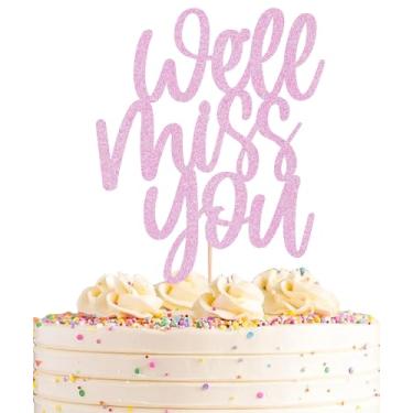 Imagem de AHAORAY We Will Miss You Cake Topper - Pink Glitter Farewell Cake Decoration Supplies for Retirement or Graduation Party - Friends and Relatives Going Away Party Cake Decor