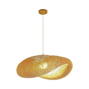 Imagem de Luminária Pendente de Bambu e Rattan - Design Manual Trançado para Sal