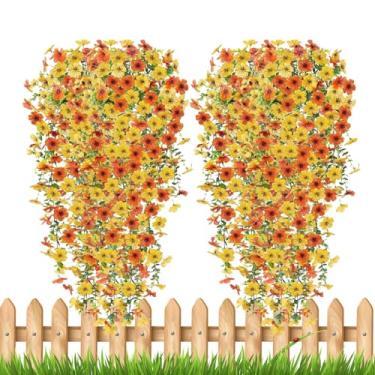 Imagem de Flores Artificiais | Decoração De Trepadeira Para Festividades,Flores Artificiais Vibrantes Para Pendurar Kit Com 2 Unidades Para Quintal Varanda Sacada Pátio Jardim Ambientes Internos E