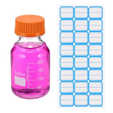 Imagem de PATIKIL Garrafas redondas de armazenamento de mídia, garrafas redondas graduadas de vidro espesso de 250 ml com tampa laranja GL45 para líquidos reagentes de água de laboratório, transparentes