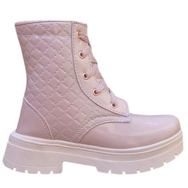 Imagem de Bota Infantil Menina Botinha Feminina Coturno Junina Verniz Confortável Moda Inverno (Bota Rose Verniz Infantil Menina, BR, Criança de 9 a 12 anos, Numérico, 32)