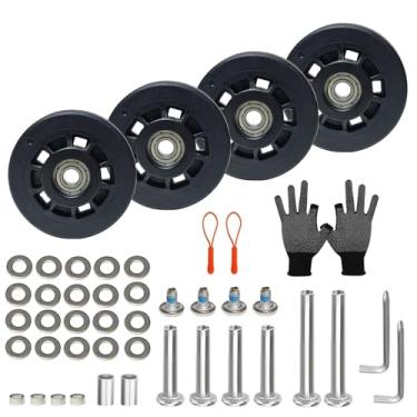 Imagem de ASUNTOM Kit De Substituição Rodas Para Bagagem, 4 Peças, Rolamento Rolo Tpe 50 Mm, Rodízio Giratório Leve, Eixo Com Ranhura Φ6 Mm E 8 Conjunto Completo Peças Reparo Mala, Carrinho, Bagagem Mão, Mala