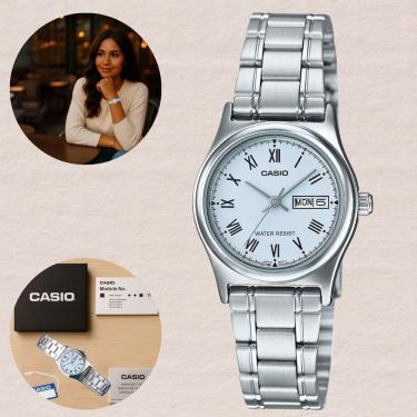 Imagem de Relógio Elegante Casual Acessório Feminino Casio LTP-V006D 2BUDF Aço Inox Analógico Calendário Data e Dia Resistente à Água