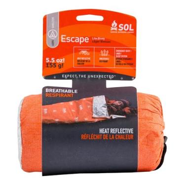 Imagem de S.O.L. Survive Outdoors Longer SOL Escape Lite Bivvy - reflete até 70% do calor corporal - Cobertor de emergência à prova d'água para equipamentos de sobrevivência - 208 cm x 81 cm - 156 g - Laranja