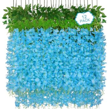 Imagem de Siyaluens Flores falsas para pendurar glicínias (12 peças, azul)