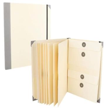 Imagem de CREATCABIN Pasta Folio Organizador de Documentos com Bolsos Cornsilk Arquivo de Papel Dobrável Acordeão com Adesivos para Passaporte, Fotos, Certidões de Nascimento, Cartas, Cartões, Documentos de