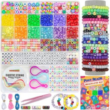 Imagem de LIS HEGENSA Miçangas de pônei, kit Kandi para colar, joias, tranças, kits de fabricação de pulseiras, contas de cabelo, contas de pulseira, contas de plástico para artesanato, tranças, meninas (12