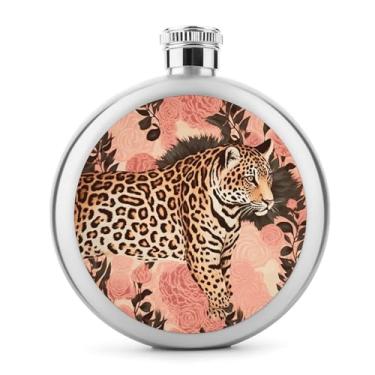 Imagem de Cantil de aço inoxidável, listrado com estampa de leopardo, frasco clássico, cantil, garrafa de viagem, garrafa de licor portátil
